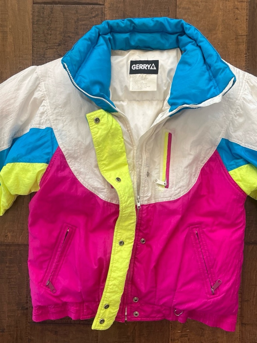 Vintage 1980s Gerry duck down neon color block ski jacket Sz. M